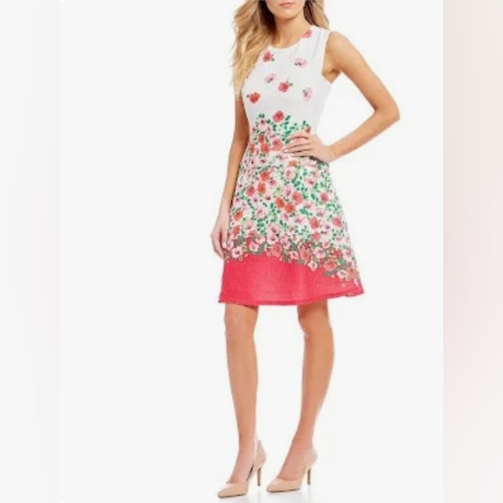 Karl Lagerfeld Paris Floral Fit & Flare Midi Dress SIZE 8. #695